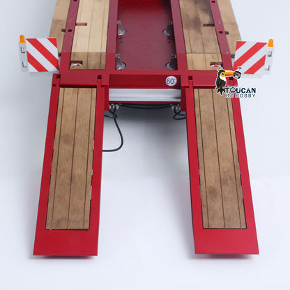 CUT QG-4Axles Metal 1/14 Trailer High Low Bed Hydraulic with CNC Anodized Finish and Dual Hydraulic Functions including Rotating Beacon Tailboard Light and Warning Board Frame