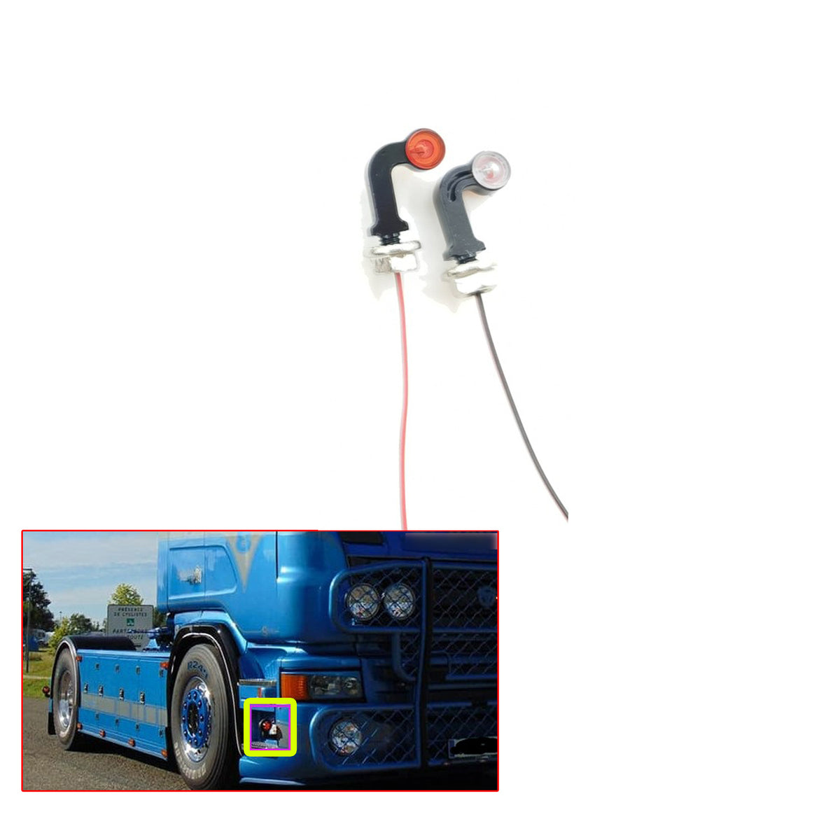 Grad Kunststoff Gelbe Led-Lampe Für Tamiya 1/14 Skala RC Traktor Lkw Auto 56360 Fernbedienung Modell
