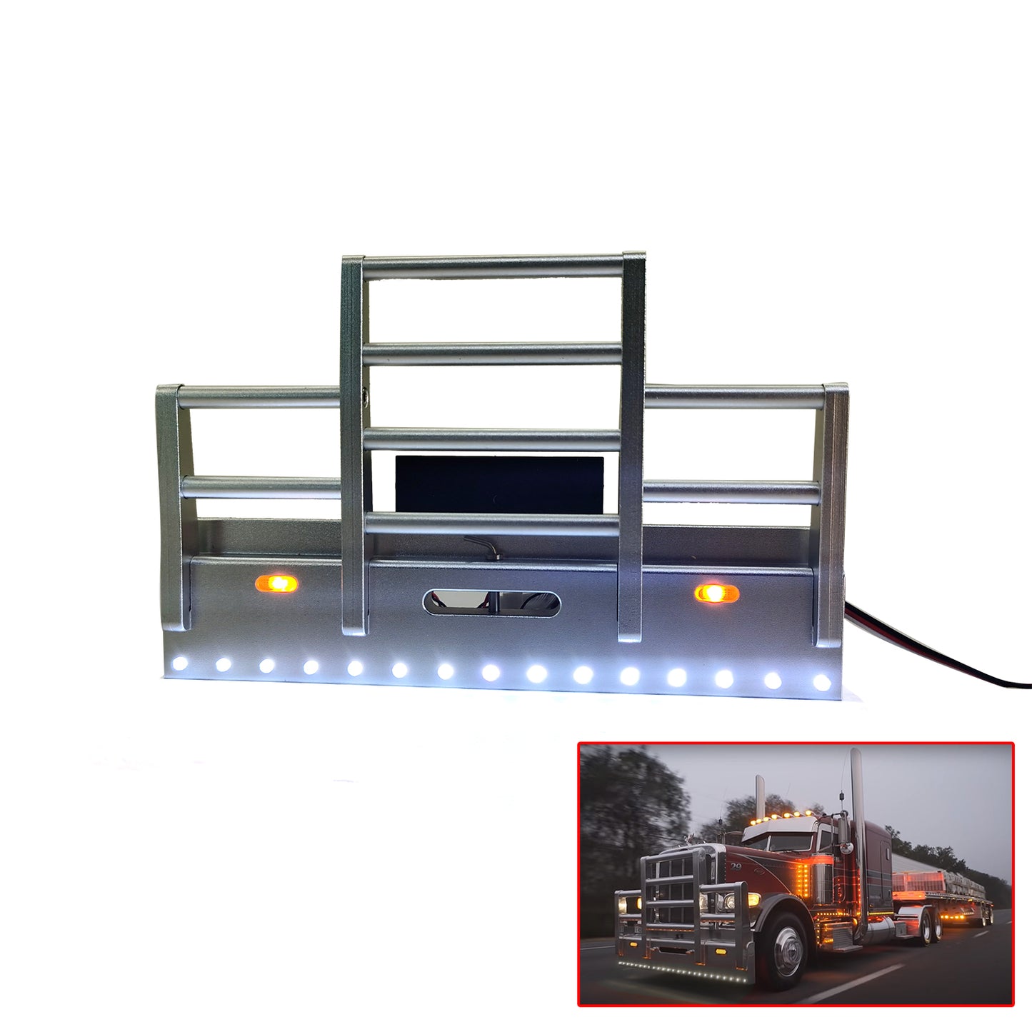Grad 1/14 Maßstab Modell Teil Metall Front Stoßstange Led Licht DIY für Tamiya 56344 56301 RC Traktor Lkw Fahrzeuge Modelle