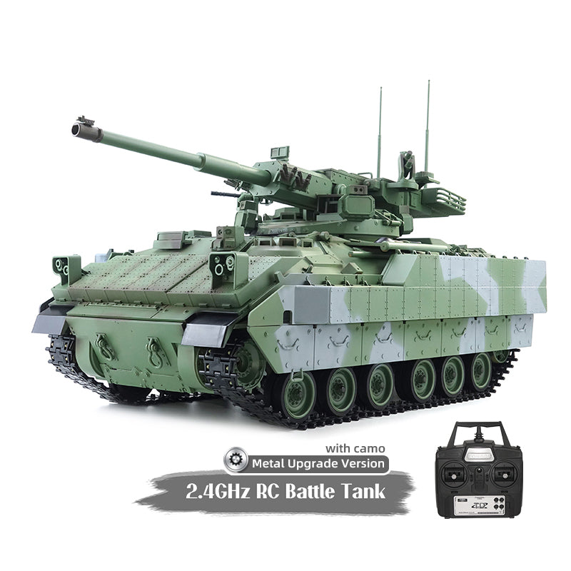 1/16 Tongde Remote Control Tank M2128 Bradley IR 320 Rotating Turret Barrel Recoil Lights Sounds All Metal Wheels Battery No BB