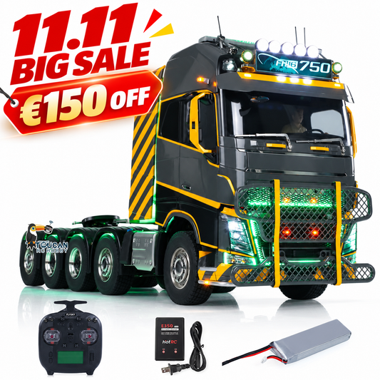 Unitru 02 FH16 1/14 Remote Control Tractor Truck 10x10 Metal Chassis RTR RC Lorry Car Model ST8 Radio Battery Smoke Light 3Speed