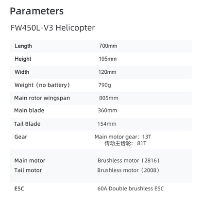 RC FLYWING 450L V3 Smart Helikopter RTF Drohne GPS Hover Aerobatic One Key Return Lackiert Zusammengebaut mit Positionierungssystem