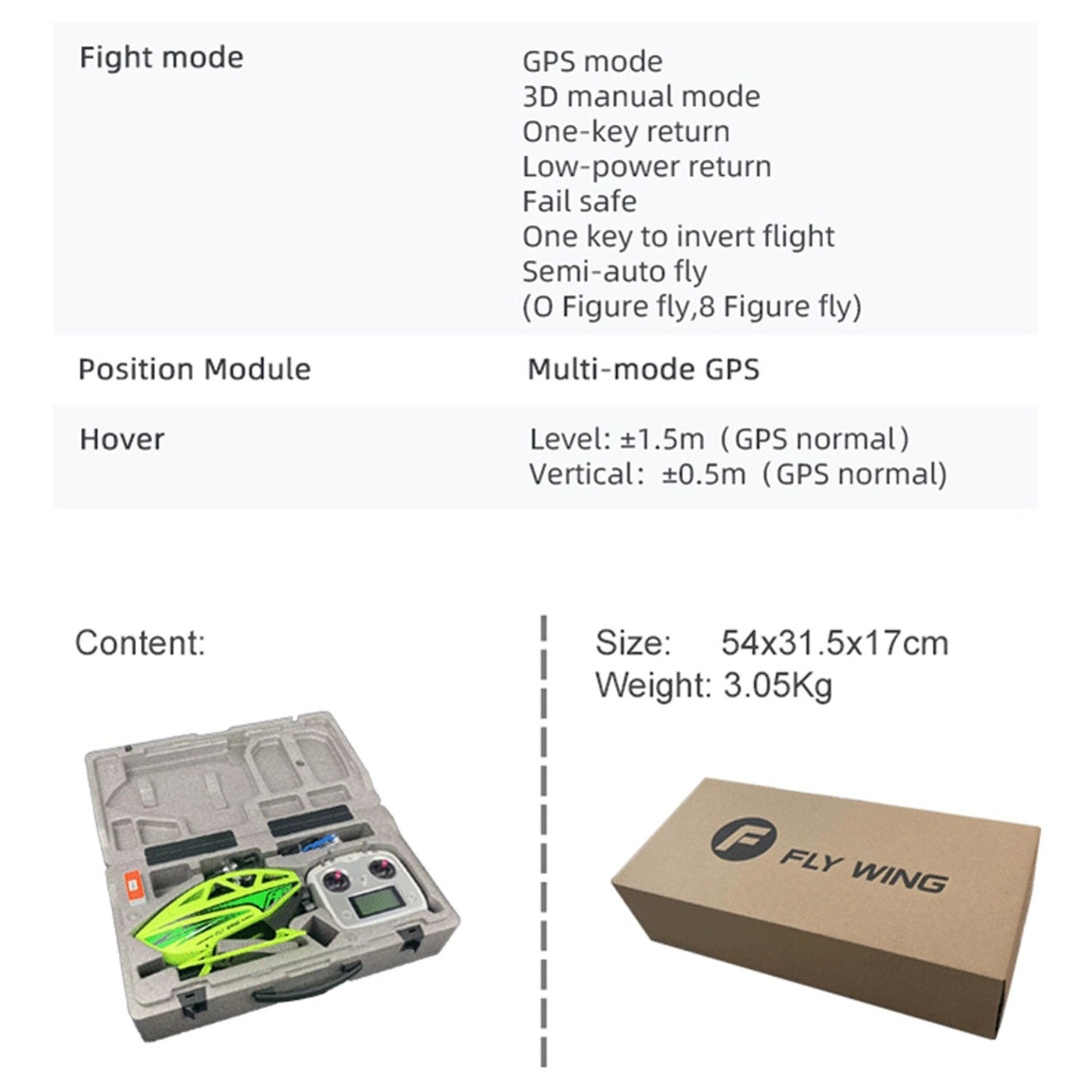 RC FLYWING 450L V3 Smart Helikopter RTF Drohne GPS Hover Aerobatic One Key Return Lackiert Zusammengebaut mit Positionierungssystem