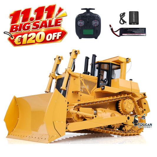 JDMODEL 1/14 D10T Metal Hydraulic RC Construction Bulldozer DXR2 Radio Control Dozer With Functional Ripper Adjustable Blade 201 Sound