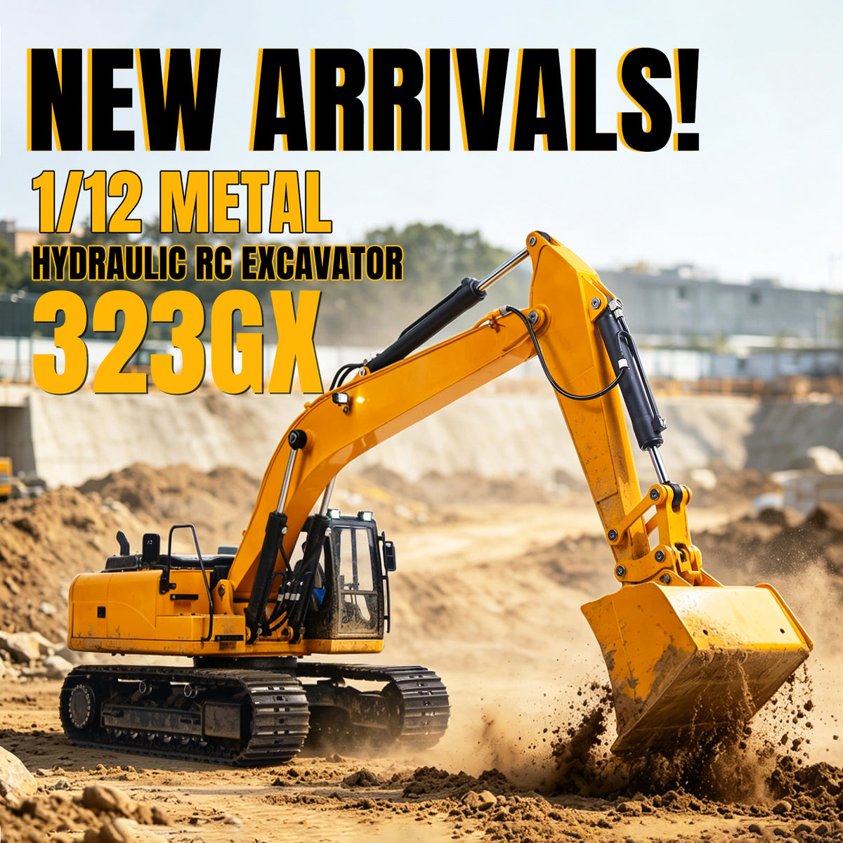 TOUCAN RC HOBBY Fast Free Shipping Metal 1/12 Hydraulic Remote Control Excavator 323GX 3 Way Valve RC Digger Model Quick Coupler Flysky ST8 Radio Battery