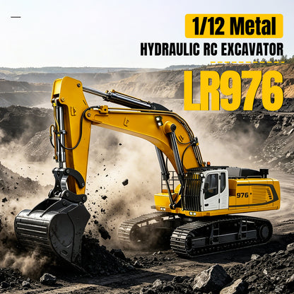 TOUCAN RC HOBBY 1/12 Metal Hydraulic Remote Control Excavator LR976 6CH Valves RC Digger RTR Model Dual Pump Brushless Motor Light Sound System