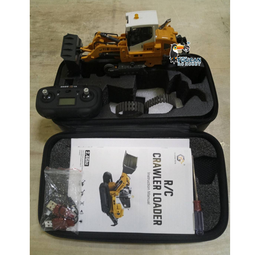 Second Hand Fast Free Shipping EU Stock 1:50 RC Electric Lifting Tracked Loader LR636 2.4G Construction Vehicle Metal Bucket Tracks Ripper RTR Model Light Sound Battery