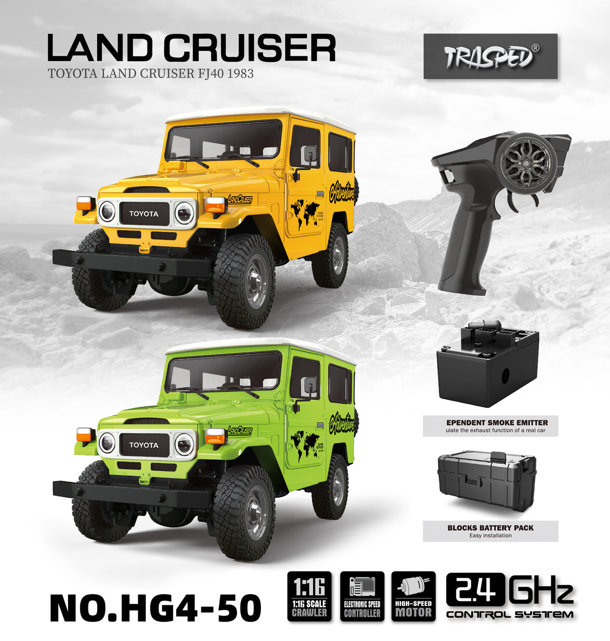 1/16 HG 4x4 RC Geländewagen FJ40 Elektrische Fernbedienung Crawler Land Cruiser Auto Lackiert Zusammengebaut Simulation Hobby 