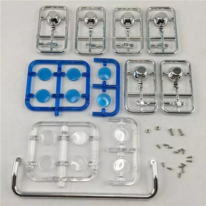 6 quadratische, runde Dachleuchten mit Kunststoffsockel ohne LED, Ersatzteil für 1/14 ferngesteuertes Tamiya-Sattelzug-LKW-Auto, DIY-Modell