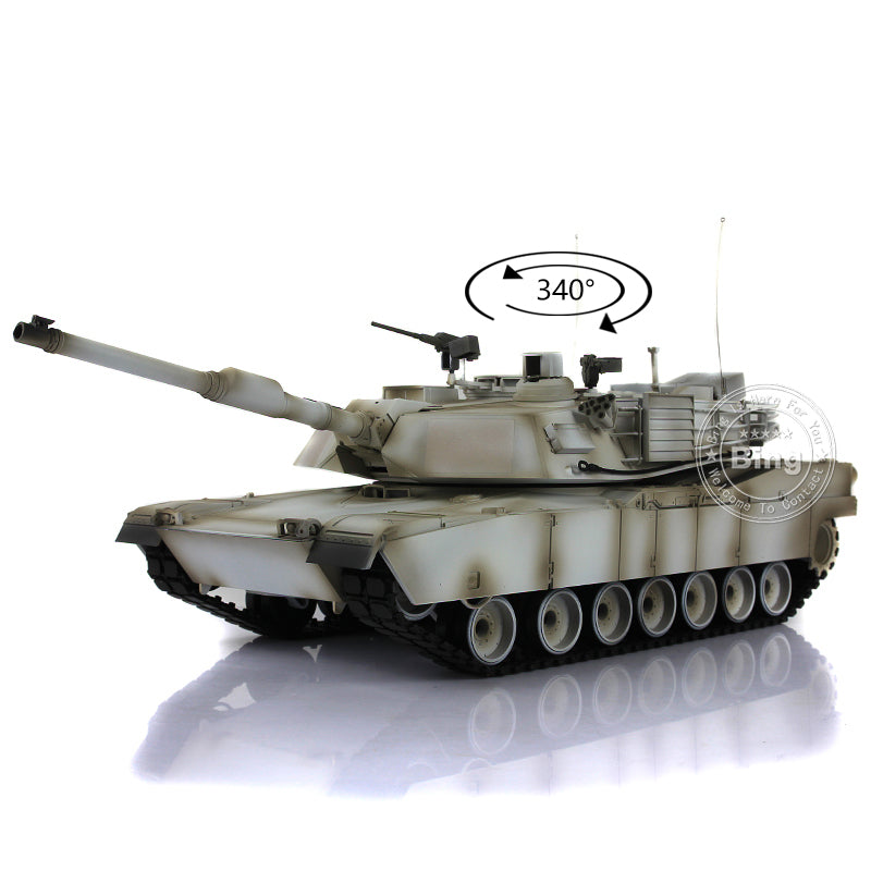 2,4 GHz Henglong 1/16 TK7.0 M1A2 Abrams, fahrbereit, ferngesteuerter BB-IR-Panzer, 3918, Kunststoffketten, Kettenräder, Leiträder, Rauchgeräusch