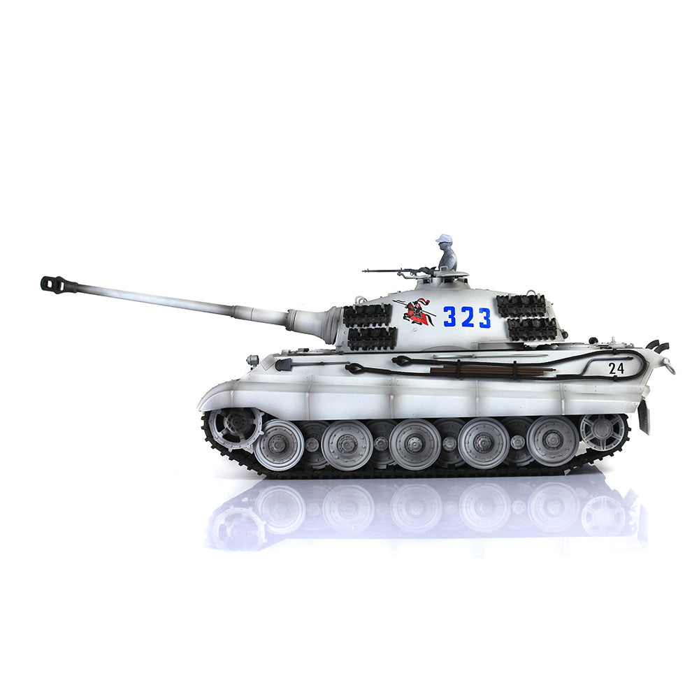 Henglong 1/16 7.0 Customized 3888A King Tiger RTR RC Tank Barrel Recoil 360 Degree Turret BB IR Smoke Sound Lights Metal Tracks Wheels