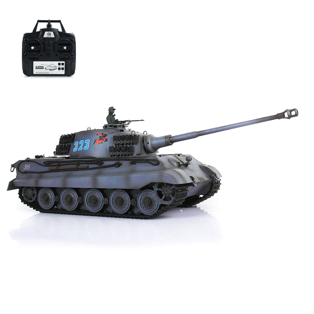 Henglong 1/16 7.0 Customized 3888A King Tiger RTR RC Tank Barrel Recoil 360 Degree Turret BB IR Smoke Sound Lights Metal Tracks Wheels