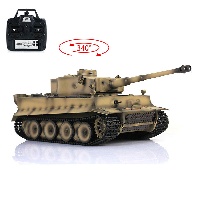 Henglong 1/16 TK7.0 Plastic 3818 German Tiger I RTR RC Tank with Infrared Combat Smoke BB Unit Sounds Lights Metal Road Wheel Suspension