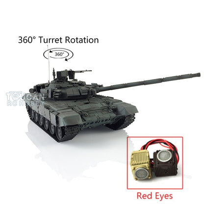 Henglong 1/16 TK7.0 Profession Russian T90 RC Tank 3938 with Red Eyes 360 Degrees Turret Smoke Infrared Combat Metal Sprockets Idlers Road Wheels