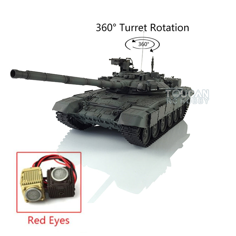 Henglong 1/16 TK7.0 Profession Russian T90 3938 RTR RC Tank 360 Degrees Turret Red Eyes Smoke BB IR Metal Track Sprockets Idlers Road Wheels
