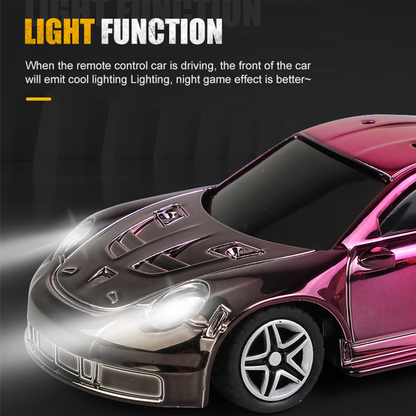 RC-Rennwagen im Maßstab 1/43, LED-Leuchten, RTR, Mini-Spielzeug, ferngesteuertes Elektroauto, lackiert und montiert für Multiplayer-Spiele