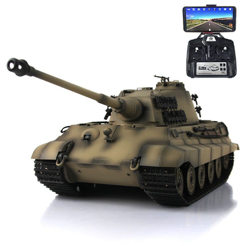 Henglong 1/16 7.0 Customized 3888A King Tiger RTR RC Tank Barrel Recoil FPV 360 Degree Turret IR BB Smoke Metal Road Drive Idler Wheels Tracks Gearbox