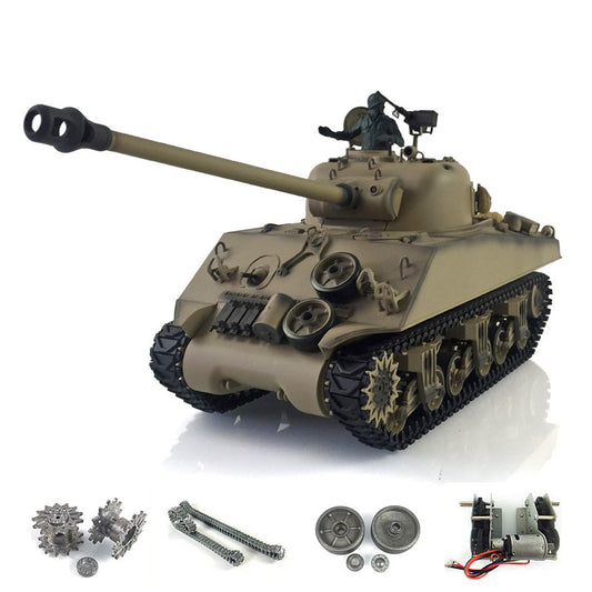 IN Stock Henglong 1/16 7.0 Upgraded M4A3 Sherman 3898 RTR RC Tank BB IR Smoke Metal Tracks Drive Idler Wheels Gearbox Barrel