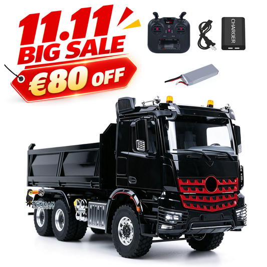 MODO 6X6 Metal Chassis 3348 RC Hydraulic Dumper 1/14 Radio Controlled Tipper NO Lock Light Sound Radio Battery Construction Truck RTR