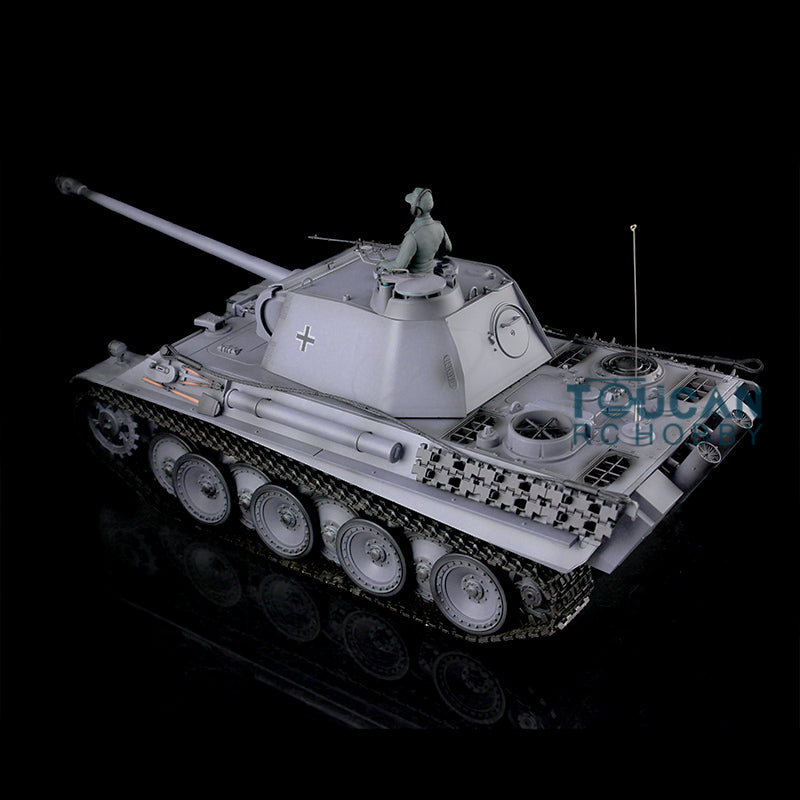 Henglong TK7.0 Deutscher Panther G aus Kunststoff im Maßstab 1/16, fahrbereit, ferngesteuerter Modellpanzer 3879 mit 360-Grad-Turmketten und Kettenrädern