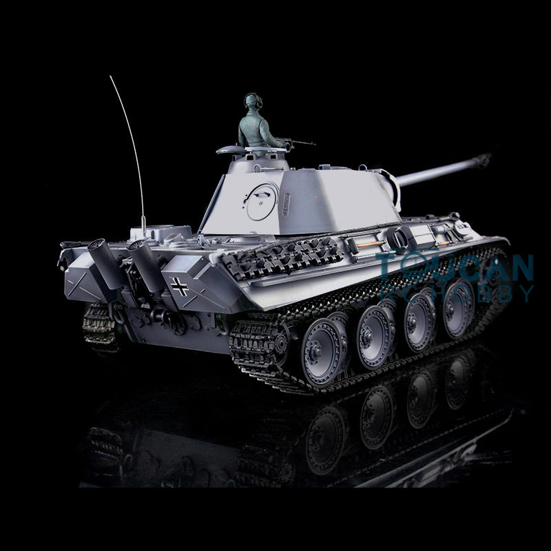 Henglong TK7.0 Deutscher Panther G aus Kunststoff im Maßstab 1/16, fahrbereit, ferngesteuerter Modellpanzer 3879 mit 360-Grad-Turmketten und Kettenrädern