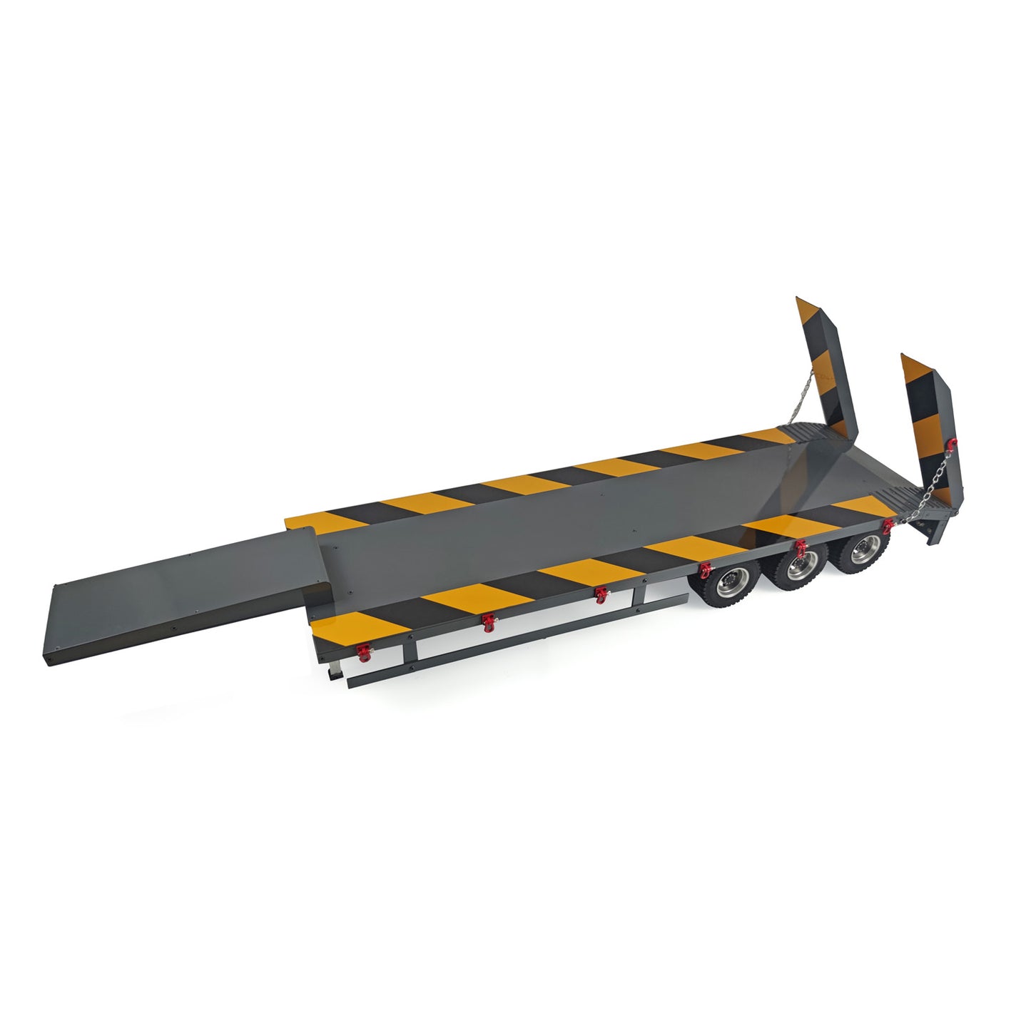 100*23CM Grau Metall Rad Naben 3 Achsen Schwere Anhänger Lichter LED W/Unterstützung Beine Hinten Licht für 1/14 TAMIYA RC Traktor Lkw