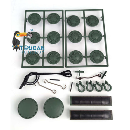 Plastic Tracks Sprockets Road Wheels Idlers Telescopic Barrel Accessories Pack Decal For Henglong DIY 1/16 RC 3878 Tank Model