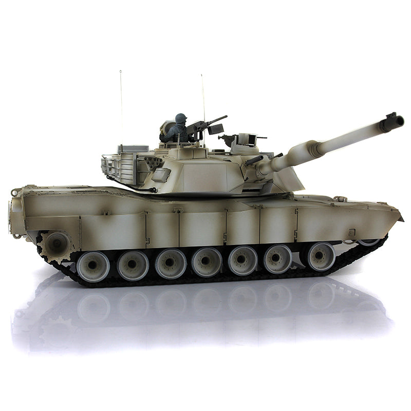 2,4 GHz Heng Long 1/16 Vollmetall-Chassis, fahrbereit, ferngesteuert, IR TK16 Panzer 3918 M1A2 Abrams, offenes Feuer, Rauchen, Blitz, 360