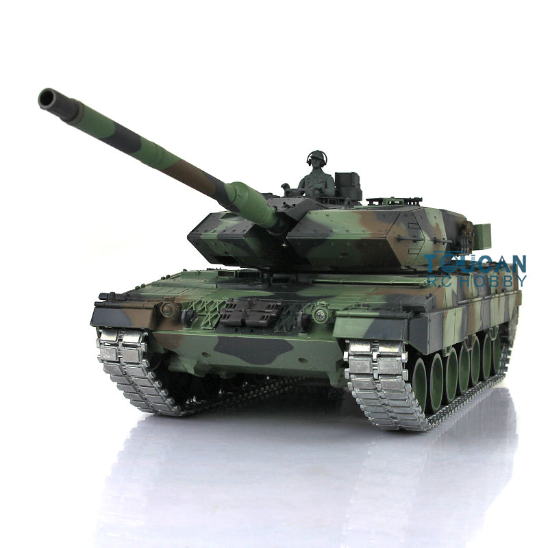 Henglong 1/16 TK7.0 Leopard2A6 RC RTR Panzer 3889 360 Turmlauf Rückstoß Metallketten mit Gummipads Kettenräder Leiträder Laufräder