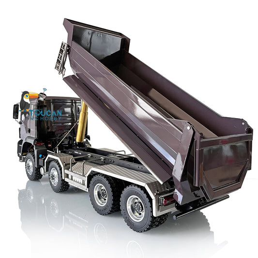 TOUCAN RC HOBBY LESU 1/14 8x8 Metal Hydraulic RC Dump Truck Tipper 2 Speed Transmission Axles With Differential Lock FlySky I6S Remote Controller Sound Light System