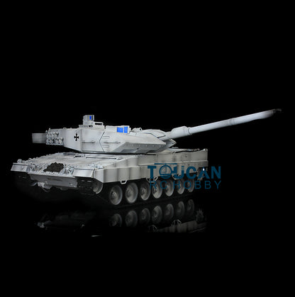Henglong 1/16 TK7.0 Leopard2A6 RC RTR Panzer 3889 360 Turmlauf Rückstoß Metallketten mit Gummipads Kettenräder Leiträder Laufräder