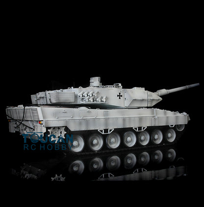 Henglong 1/16 TK7.0 Leopard2A6 RC RTR Panzer 3889 360 Turmlauf Rückstoß Metallketten mit Gummipads Kettenräder Leiträder Laufräder