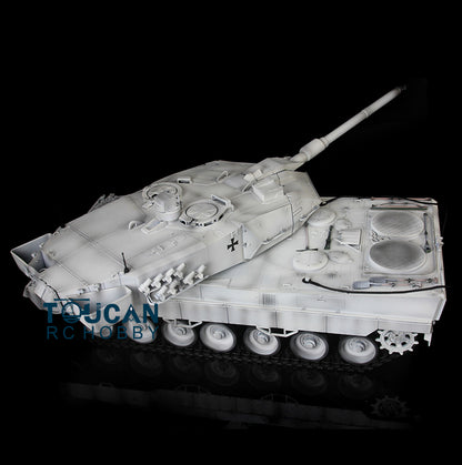 Henglong 1/16 TK7.0 Leopard2A6 RC RTR Panzer 3889 360 Turmlauf Rückstoß Metallketten mit Gummipads Kettenräder Leiträder Laufräder