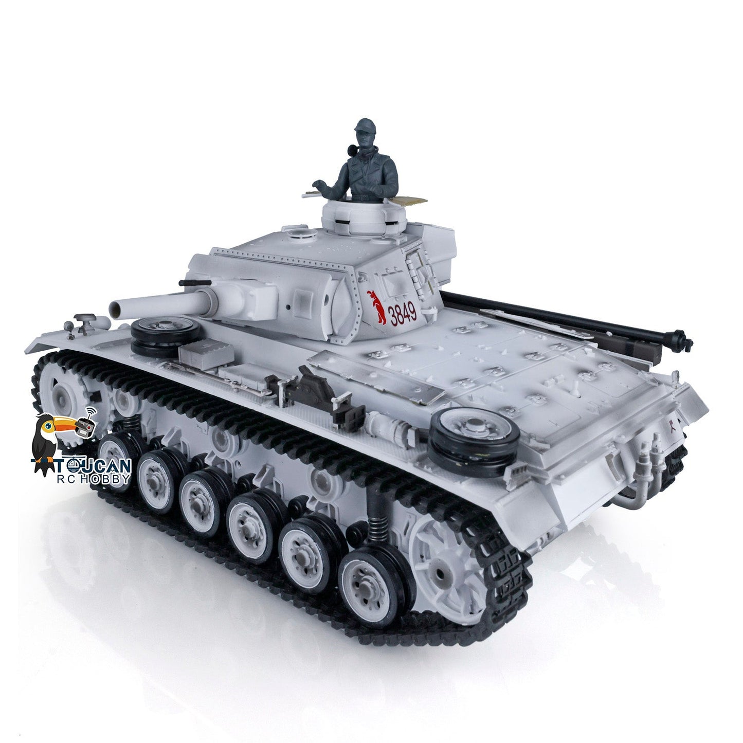 Henglong 1/16 7.0 Profession German Panzer III H RTR RC Tank 3849 with 360 Degrees Turret IR BB Smoke Metal Sprockets Idlers Road Wheels Barrel Tracks Gearbox