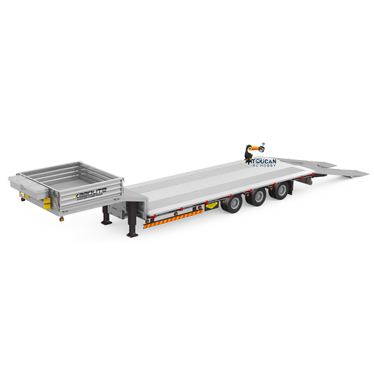 TOUCAN RC HOBBY Kabolite 1/14 3 Axles Metal Semi Trailer Flatbed K770S 103 Electronic Support Legs Folding Tail Board for RC Tractor Truck Model