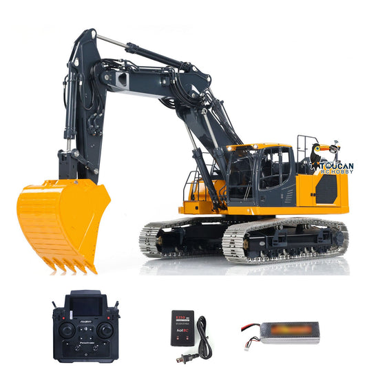 TOUCAN RC HOBBY LESU Aoue LR945 1/14 Metal RC Excavator B0017 RTR 7CH Hydraulic Valve 3-Arm Digger PL18EV Lite Remote Controller LED Lights for Hobby Collectors