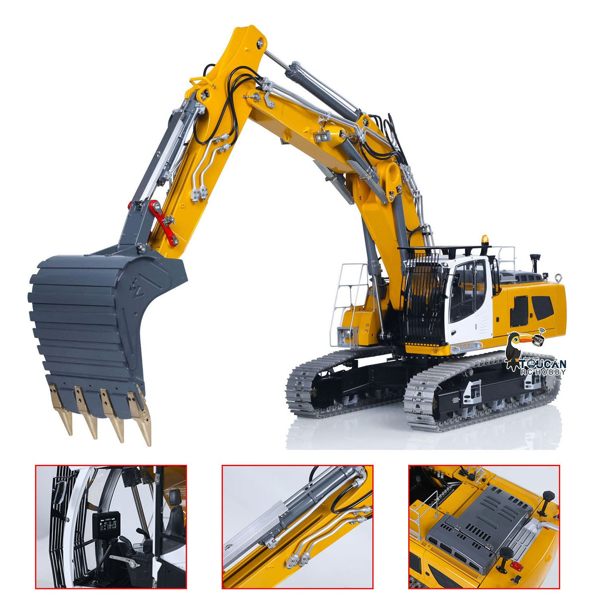 LESU 1/14 RC Hydraulic Excavator LR956 Metal 3 Arms Remote Control Digger Model