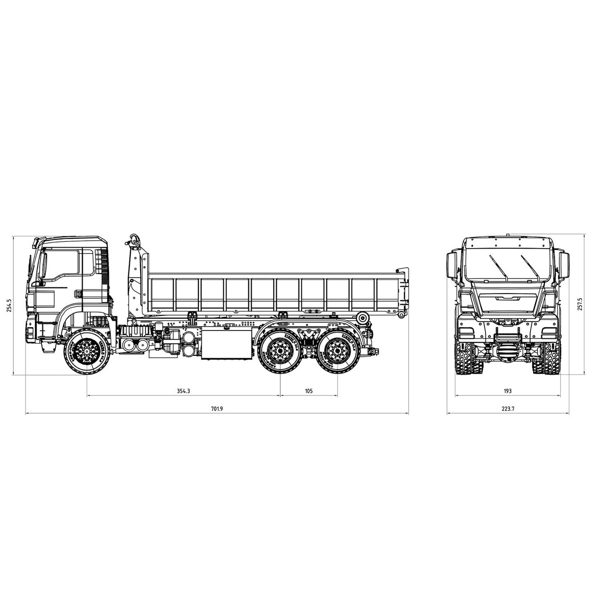 TOUCAN RC HOBBY LESU Z0094 1/14 Metal 6x6 RC Hydraulic Roll on off Dump Truck Telescopic Hooklift Transport Vehicle with 3Speed Transmission 5CH Valve Light Sound