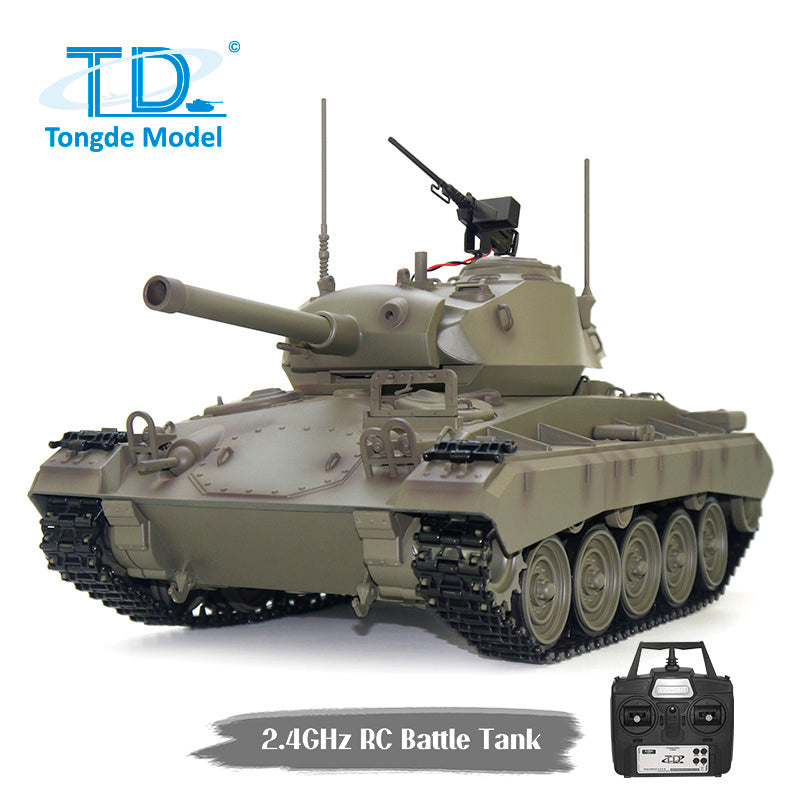 TOUCAN RC HOBBY Tongde M24 Chaffee 1/16 Remote Control Light Tank Infrared Combating System Turret Rotate