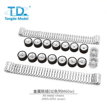 Metallketten, Umlenkräder, Laufräder, Aufhängung, Kipphebel, Laufräder, Antriebsrad und Umlenkrad für 1/16 TD M60W RC-Panzermodell