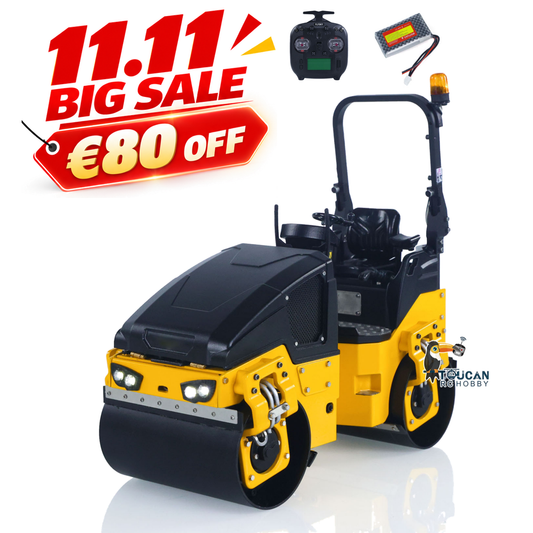 Fast Free Shipping TOUCAN 1/14 Metal RC Electric Road Roller BOM BW120AD RTR Remote Control Construction Vehicle Model Flysky ST8 Radio Battery Light System