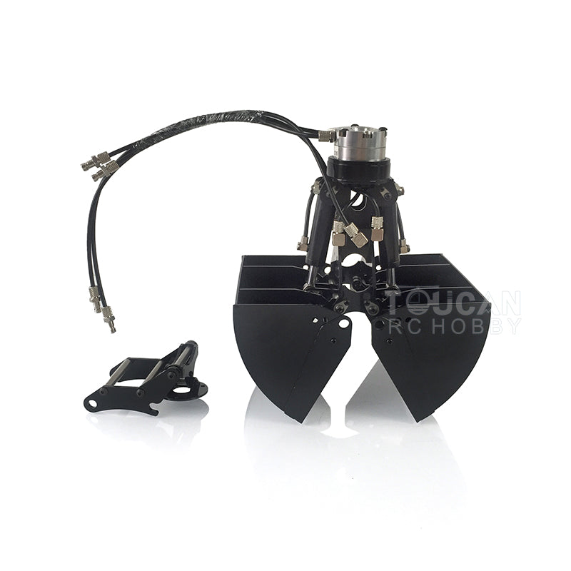 Hydraulischer Greifer aus Metall, kippbarer Greifereimer für DIY 1/14 MT Modell 946 946-3 RC-Bagger mit Raupenfahrwerk, Modell, Fernbedienung, Fahrzeuge