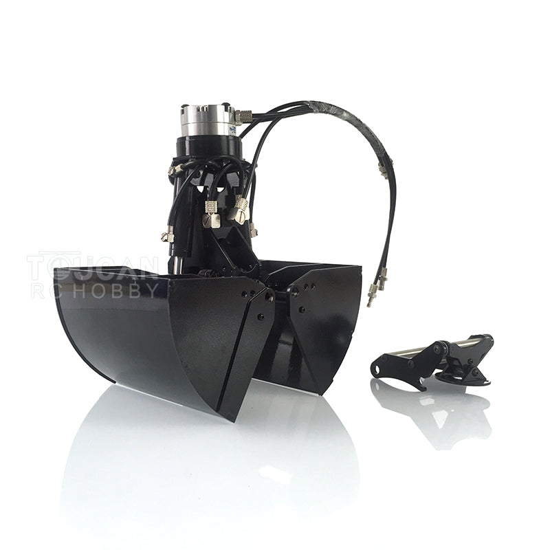 Hydraulischer Greifer aus Metall, kippbarer Greifereimer für DIY 1/14 MT Modell 946 946-3 RC-Bagger mit Raupenfahrwerk, Modell, Fernbedienung, Fahrzeuge