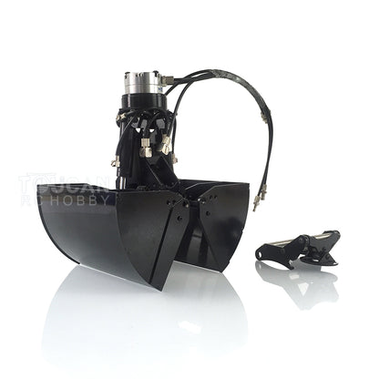Hydraulischer Greifer aus Metall, kippbarer Greifereimer für DIY 1/14 MT Modell 946 946-3 RC-Bagger mit Raupenfahrwerk, Modell, Fernbedienung, Fahrzeuge