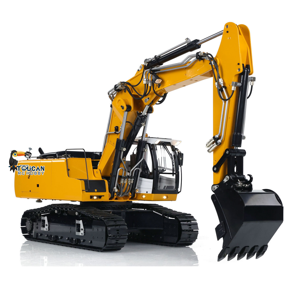 TOUCAN RC HOBBY MTM 946-3 Metal 1/14 3-Arms RC Hydraulic Excavator 6-Ways Valves Clamshell Bucket T12D RC Controller for Engineering Modeler