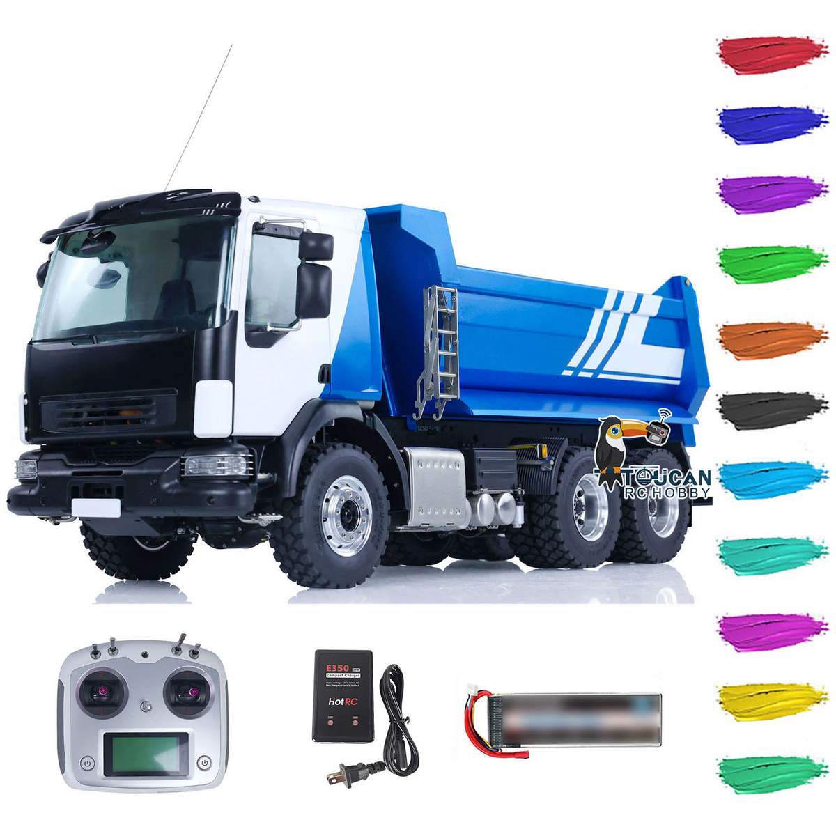 TOUCAN RC HOBBY LESU Z0032 1/14 Metal Hydraulic RC Dump Truck 2 Speed Transmission Differential Lock Axles Sound Light for Engineering Vehicle Enthusiast