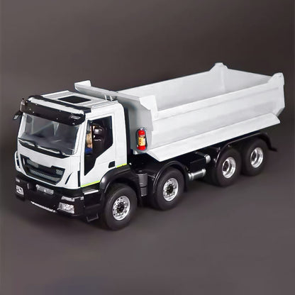 MD 1/14 8x4 RC Hydraulic Dump Truck CNC 2-Speed Transmission Differential Lock Axles Sound Light System FlySky ST8 Radio Controller