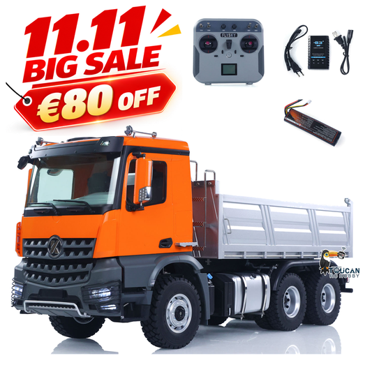 1/14 Kabolite 5702 RC Construction Dump Truck 6x6 Remote Control Tipper Vehicle Electric Lift Bed 2-Speed Gearbox Light Sound