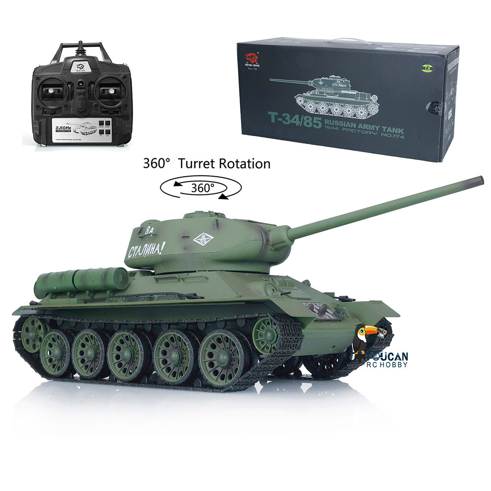 2,4 GHz Henglong 1/16 TK7.0 Kunststoff Sowjetischer T34-85 Ready To Run Ferngesteuerter Panzer 3909 360 Turmketten Kettenräder Leiträder
