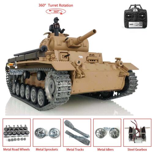 1/16 Scale TK7.0 Customized Version Henglong Panzer III H Ready To Run RC Model Tank 3849 Metal Tracks Wheels Smoke Sound BB IR
